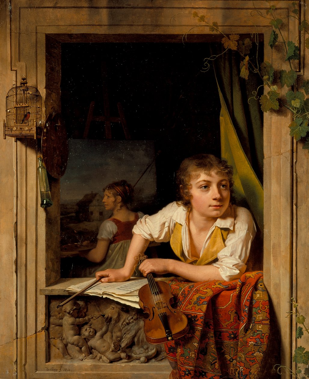 Malerei und Musik (Porträt des Künstlersohns), 1800 von Michel Martin Drolling