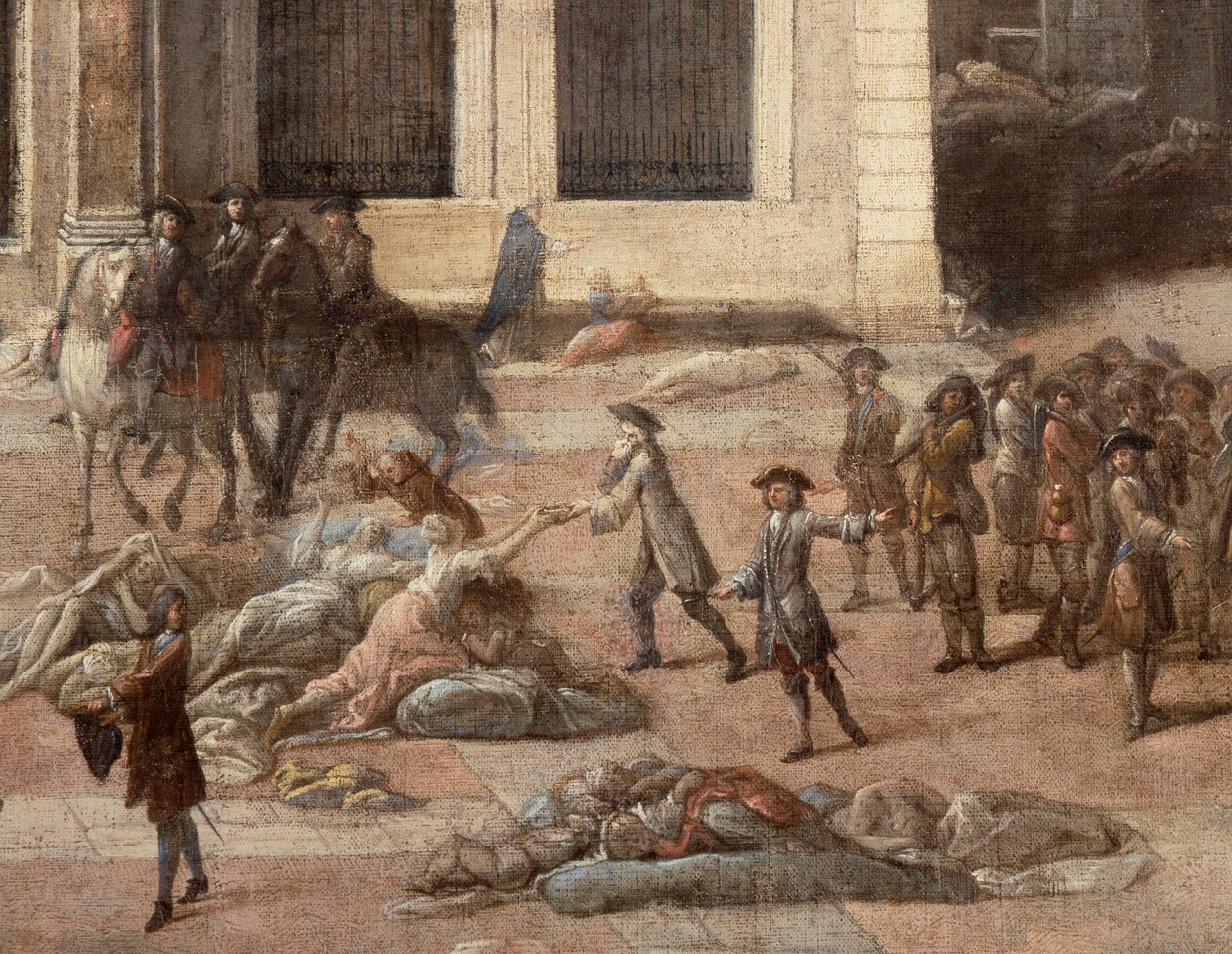 Ansicht des Rathauses während der Pest von 1720 von Michel Serre
