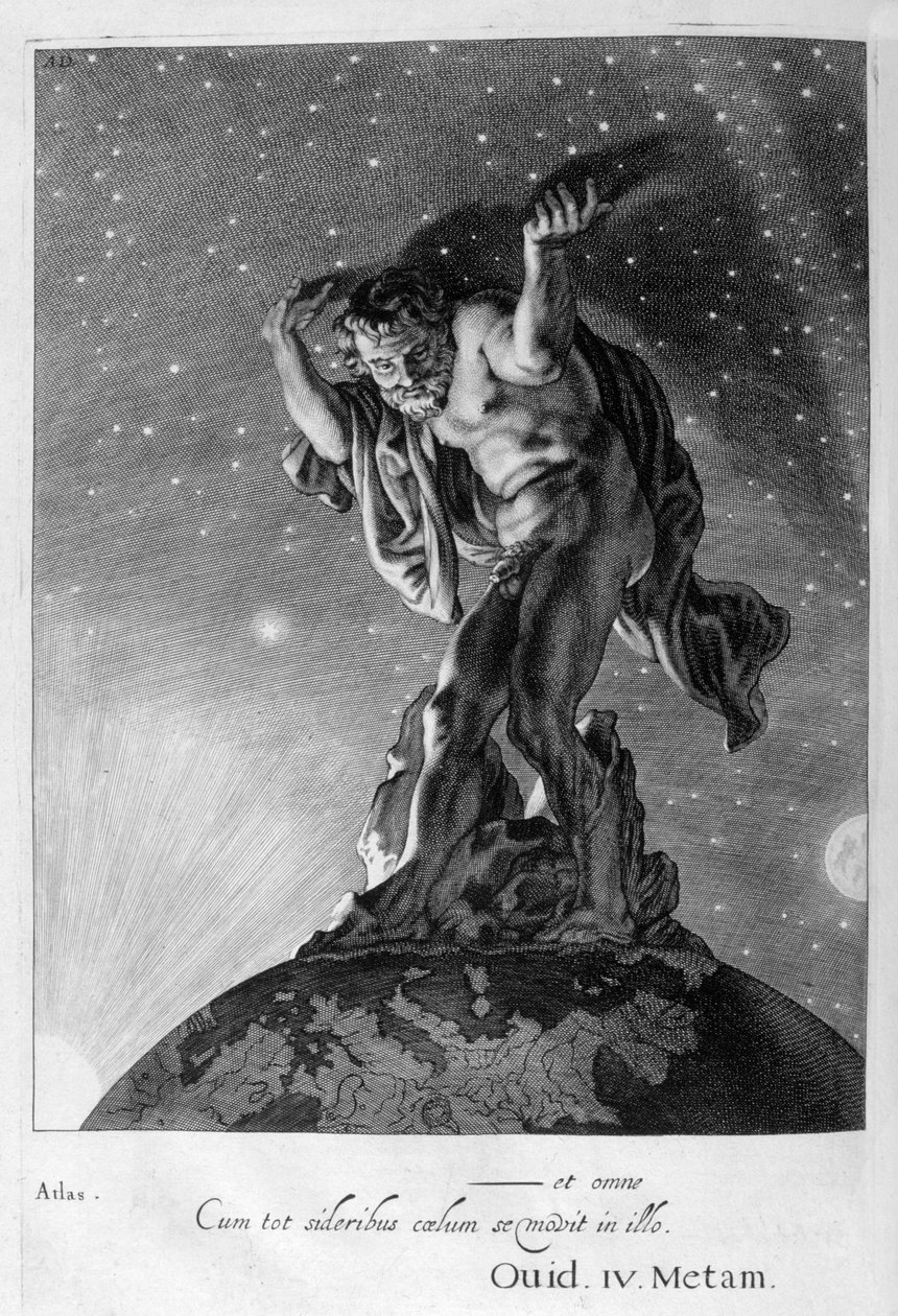 Atlas trägt den Himmel auf seinen Schultern, 1655 von Michel de Marolles