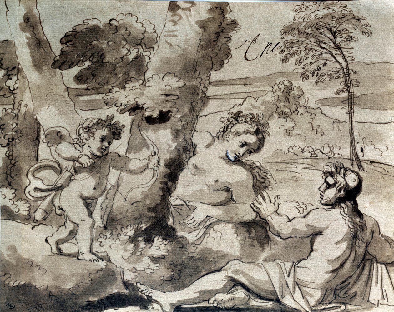 Liebe, ein Schäfer und eine Nymphe von Michel des Gobelins Corneille