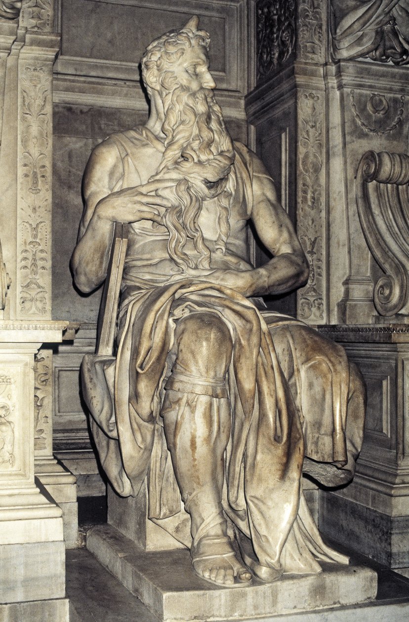Moses, Skulptur aus dem Grab von Papst Julius II (1453-1513) 1513-16 von Michelangelo Buonarroti