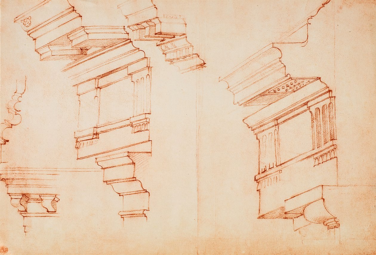 Studie für Gebälk und Gesims von Michelangelo Buonarroti