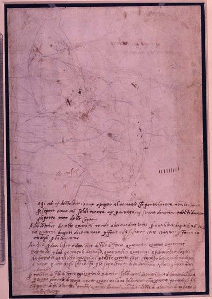 W.31 Seite aus einem Skizzenbuch, mit Schrift von Michelangelo Buonarroti