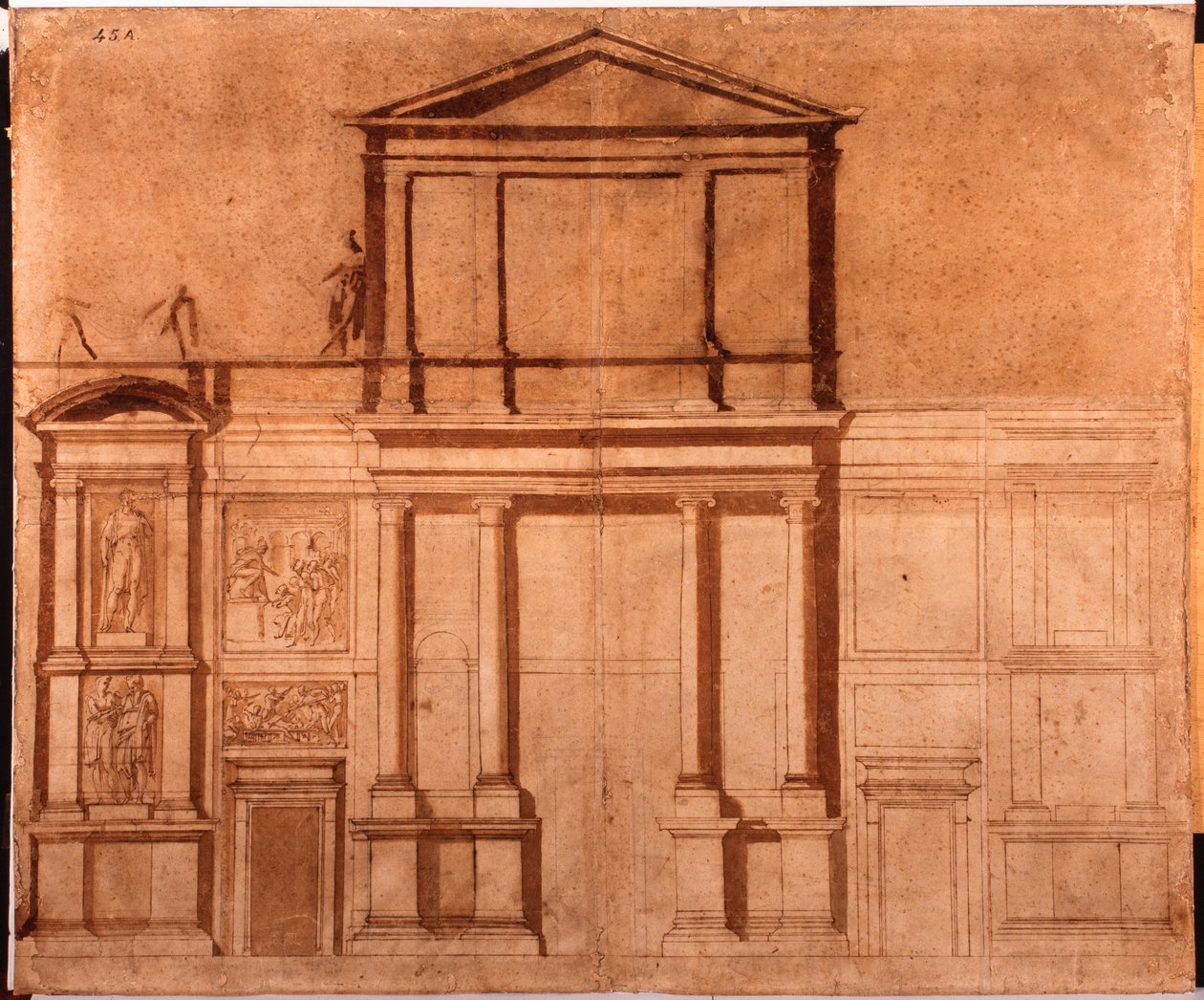 Zeichnung der Fassade von San Lorenzo von Michelangelo (after) Buonarroti