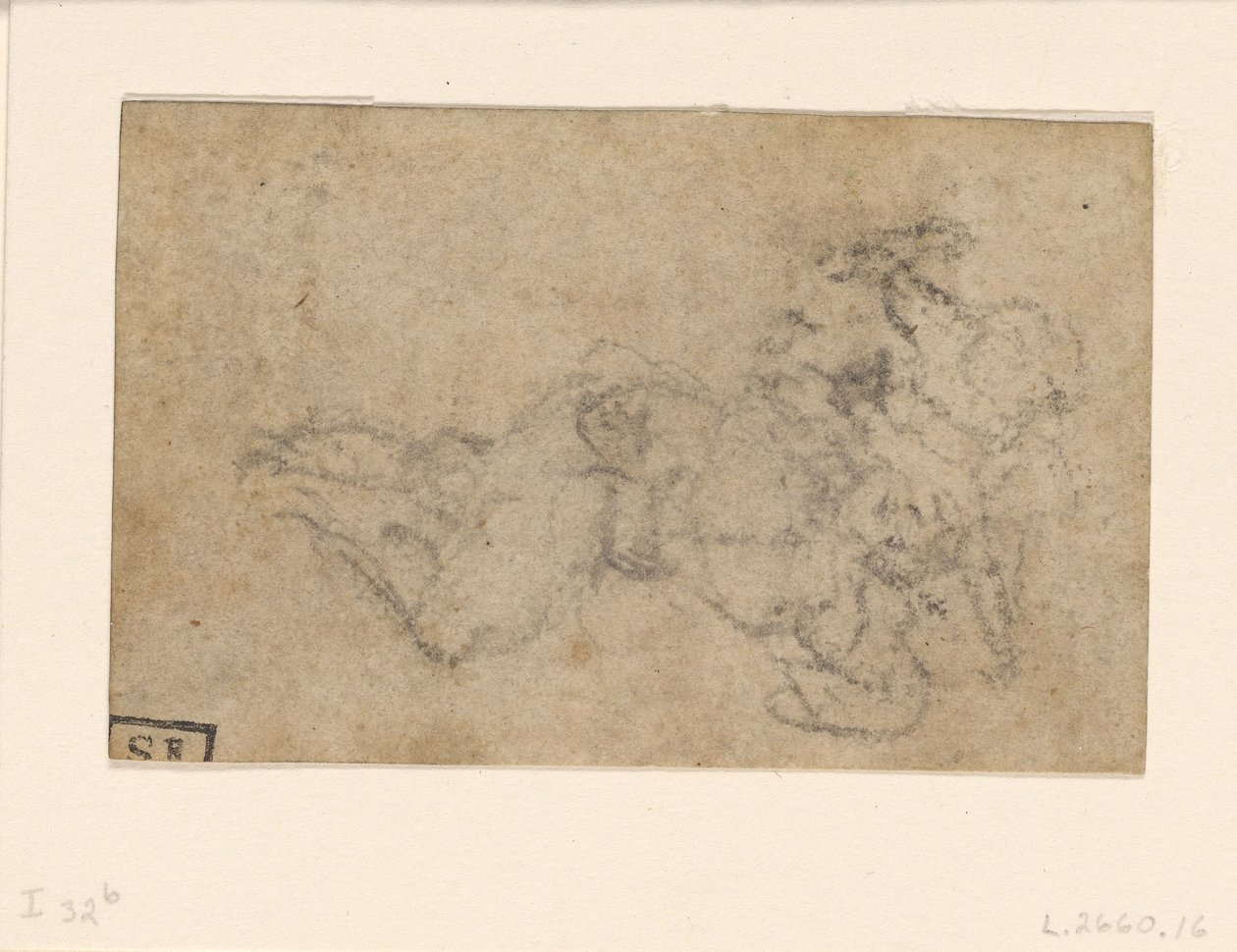 Michelangelo - David und Goliath. Verso Architekturstudien, ca. 1550-1556, I, 32b von Michelangelo