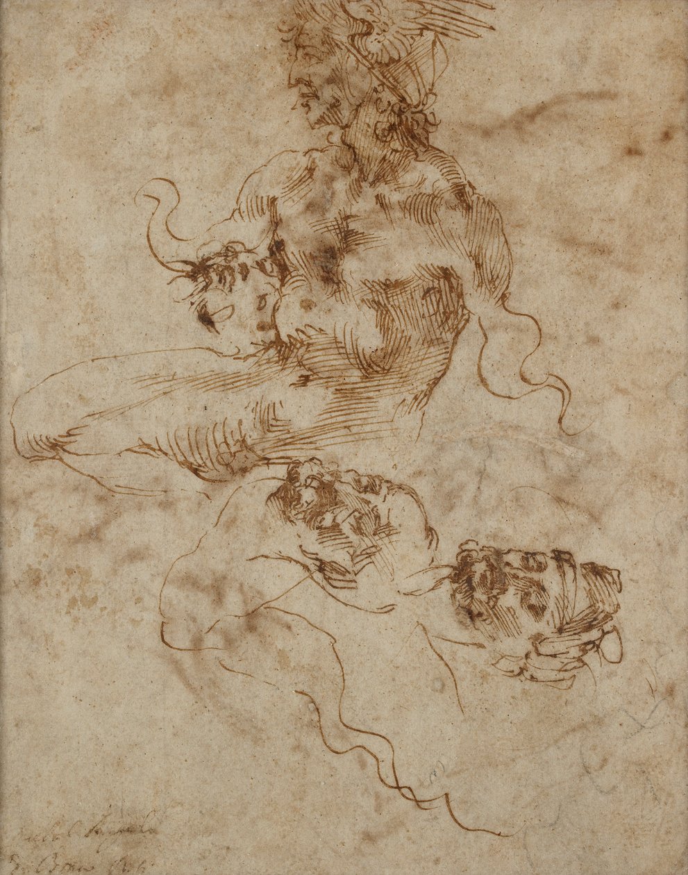 Eine Figur, die einem Triton ähnelt, um 1490-1560 von Michelangelo Buonarroti