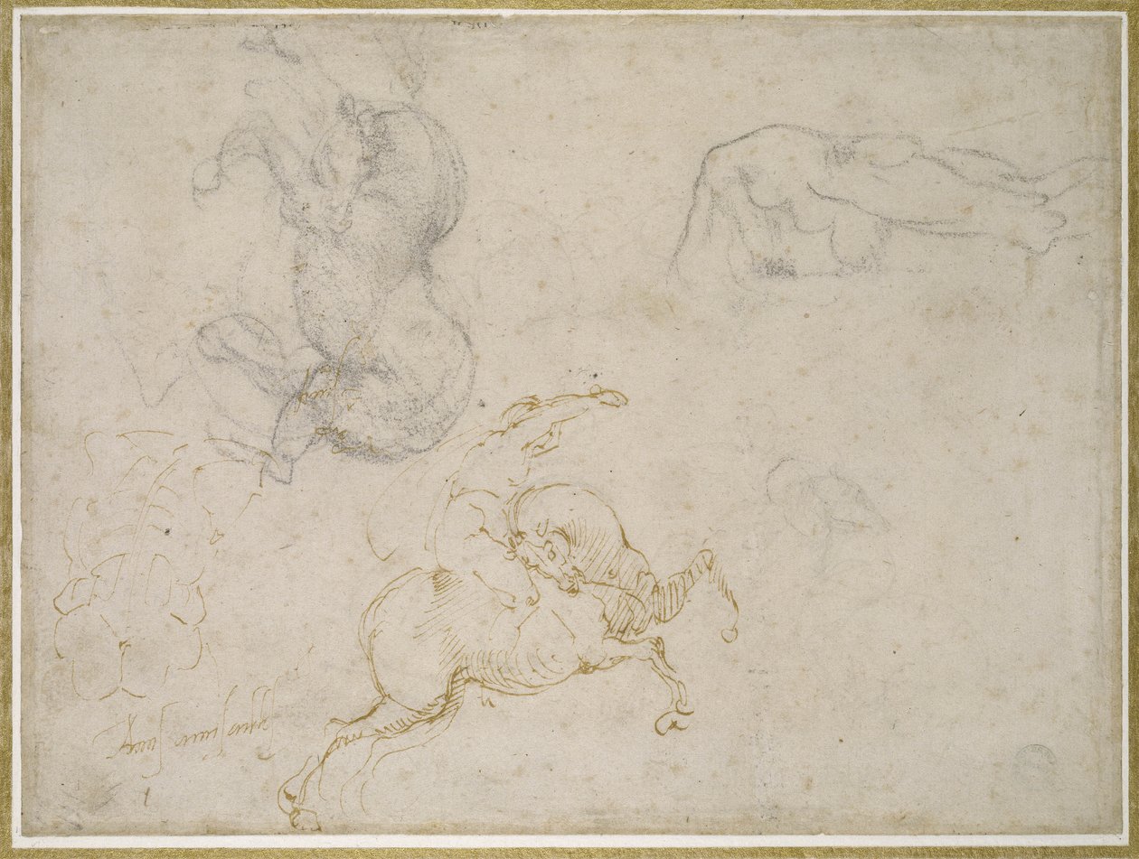 Ein Reiter, der angreift, und andere Studien von Michelangelo Buonarroti