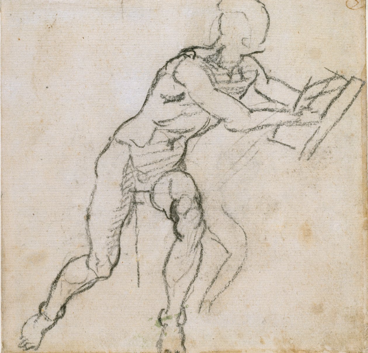 Ein sitzender nackter Mann, ca. 1490-1560 von Michelangelo Buonarroti