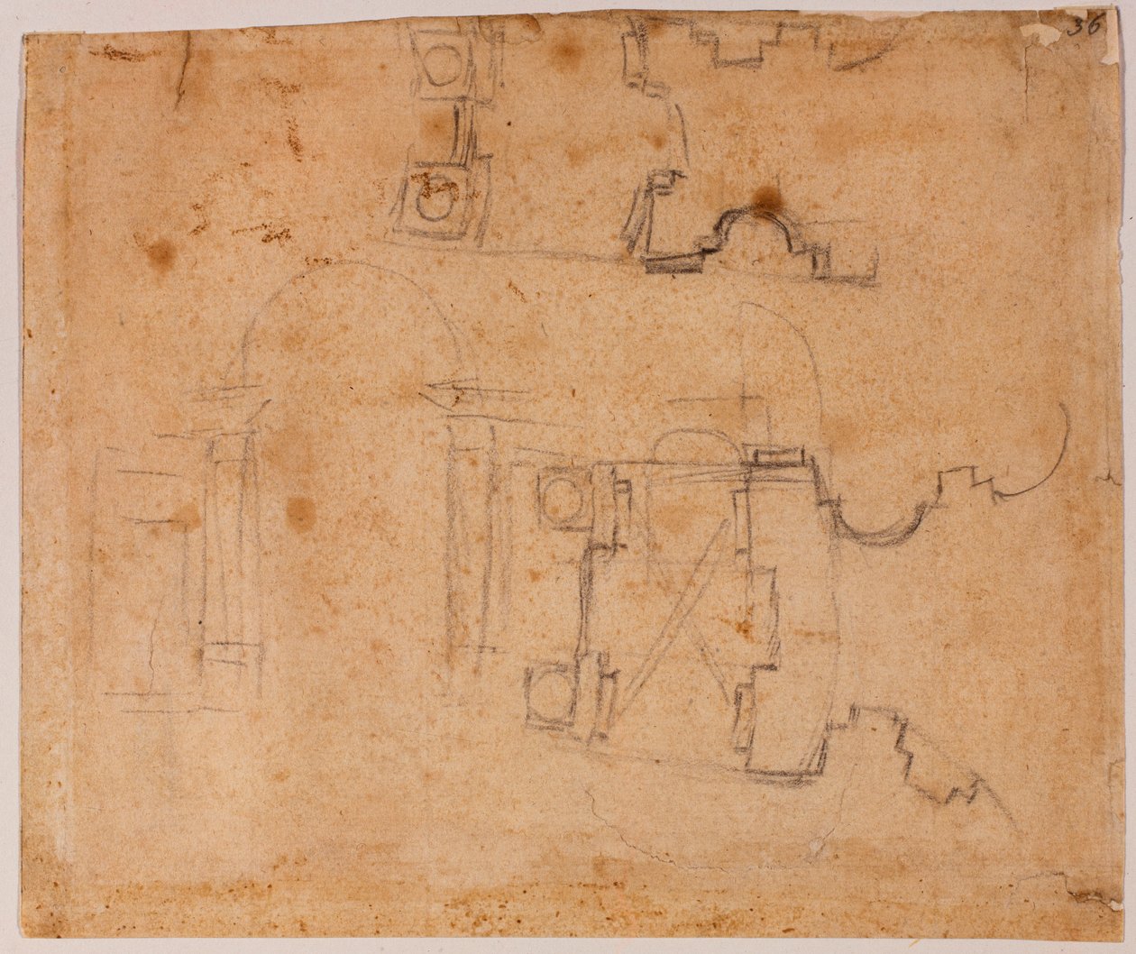 Architektonische Erhebung und Plandetails von San Giovanni dei Fiorentini von Michelangelo Buonarroti