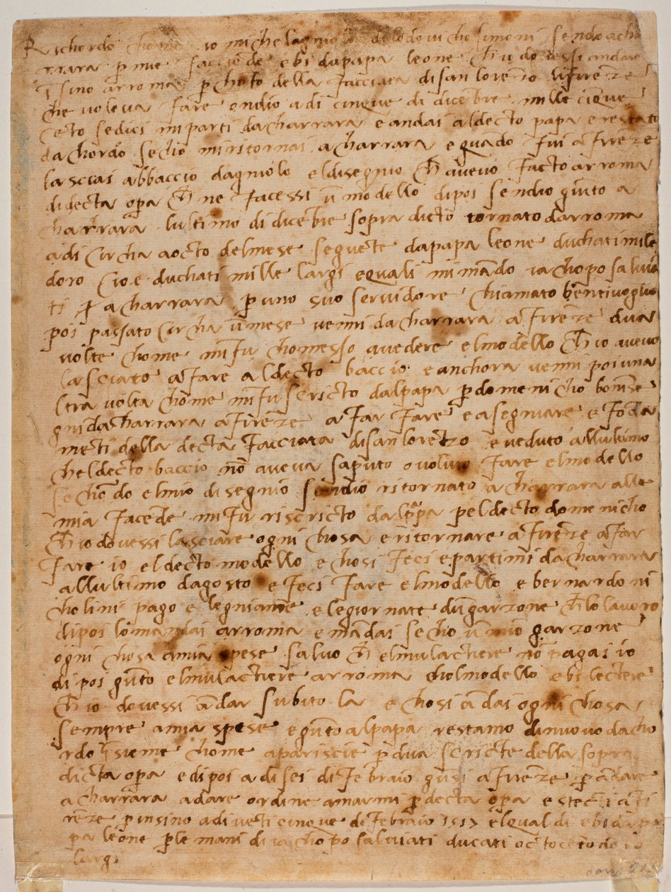 Autographische Erinnerung von Michelangelo Buonarroti