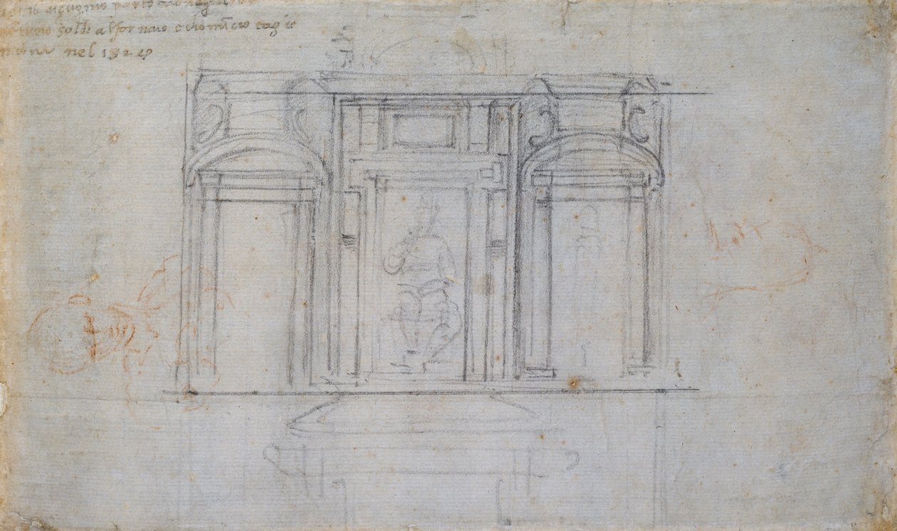 Entwurf für eines der Medici-Gräber, frühes 16. Jahrhundert von Michelangelo Buonarroti