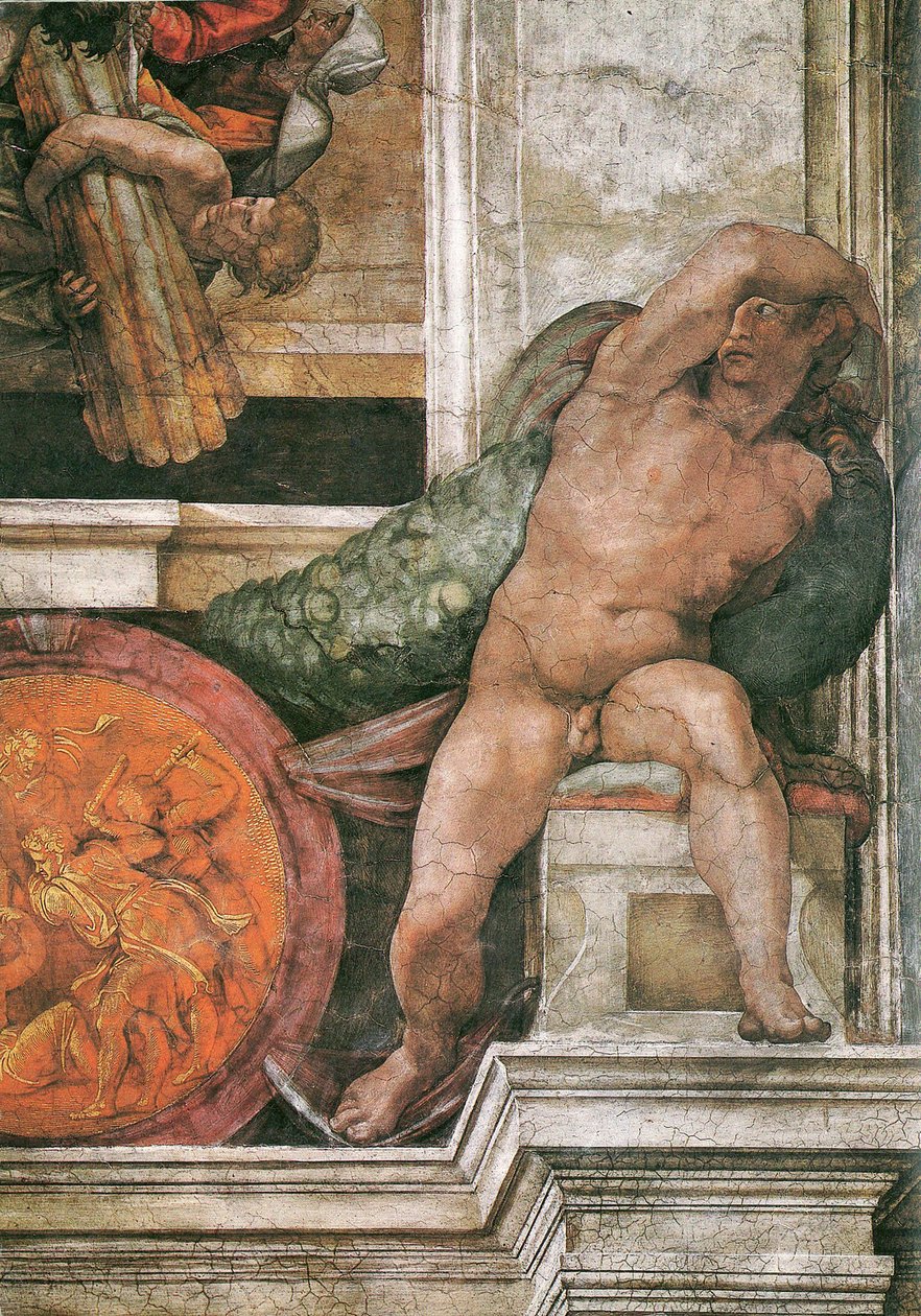 Detail der Decke der Sixtinischen Kapelle im Vatikan, 1508-1512 von Michelangelo Buonarroti