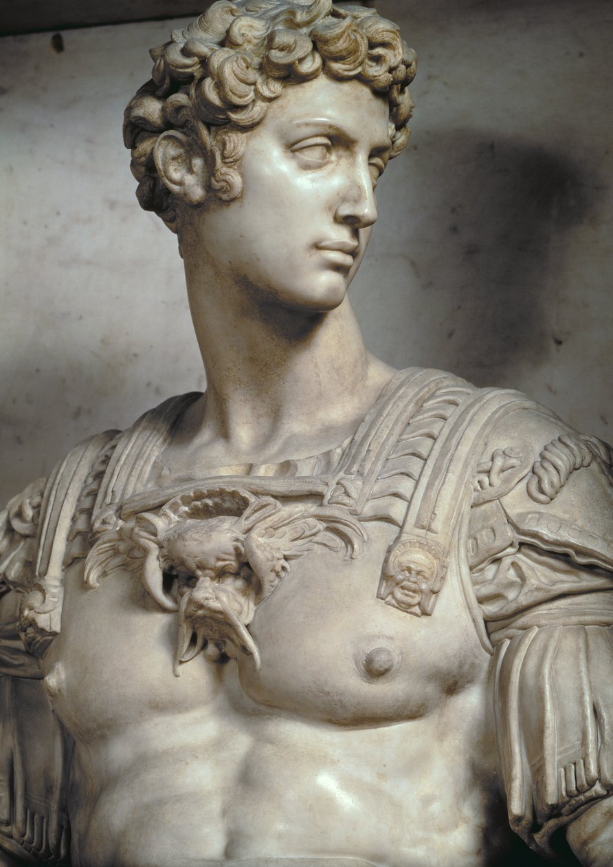 Giuliano de Medici, Herzog von Nemours (Detail) von Michelangelo Buonarroti