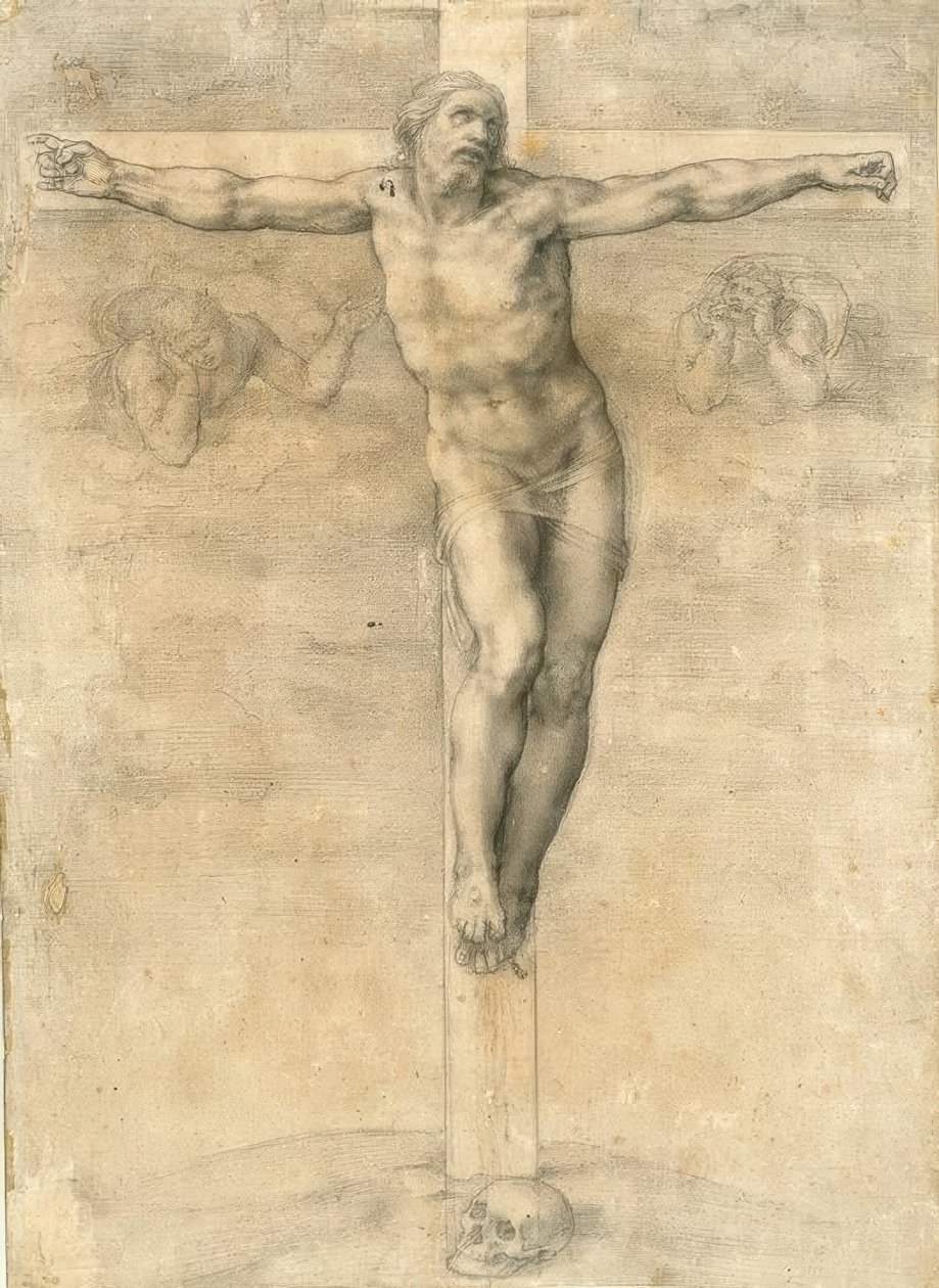 Kreuzigung mit zwei Engeln von Michelangelo Buonarroti