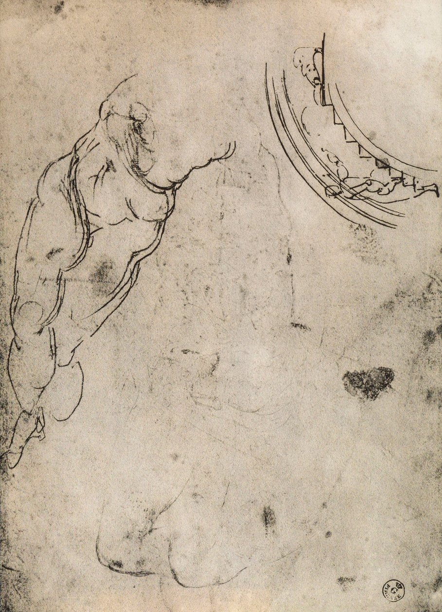 Männliche Beine, Studie von Michelangelo. Gabinetto dei Disegni e delle Stampe, Uffizien, Florenz von Michelangelo Buonarroti