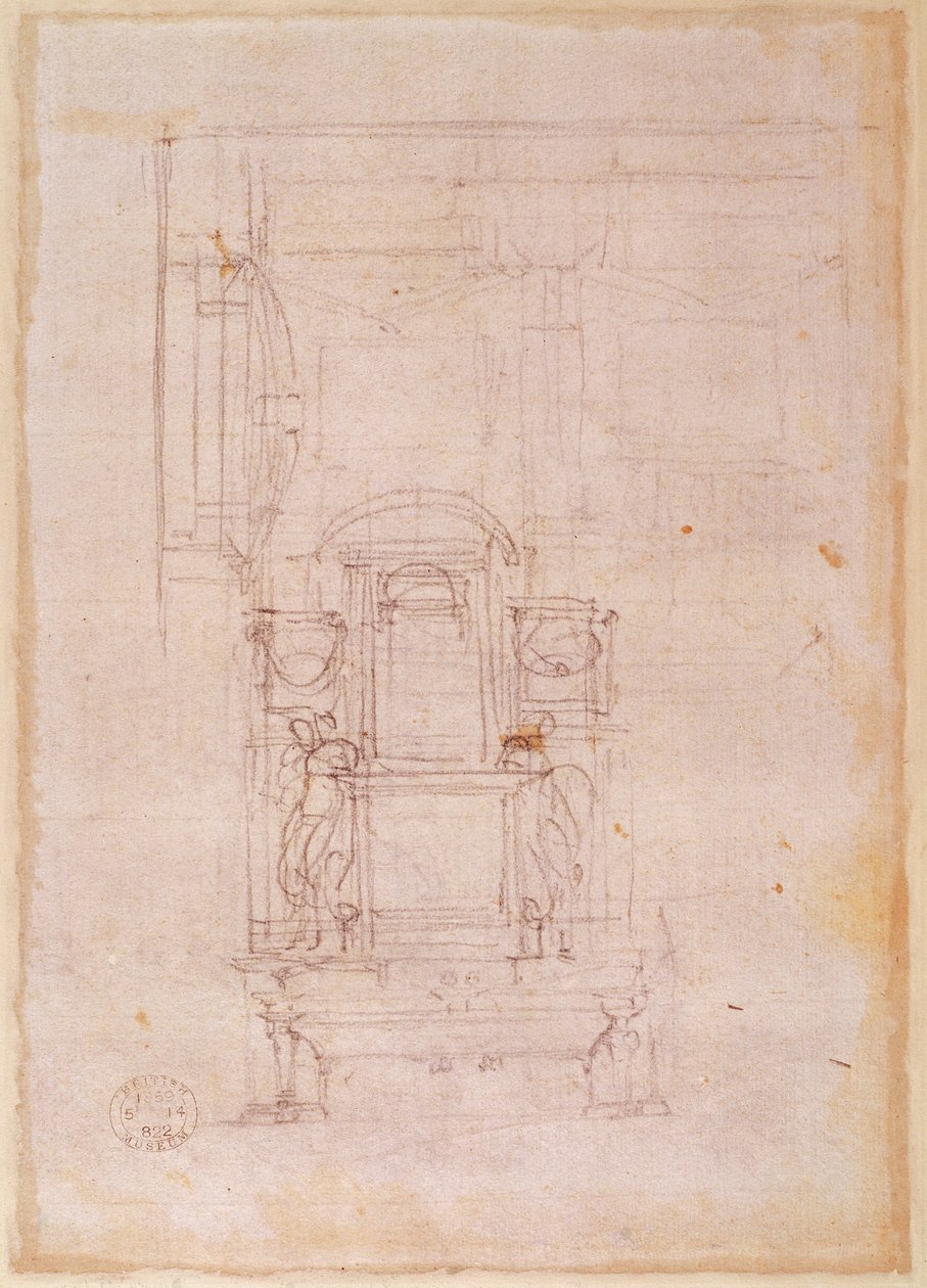 Vorbereitende Zeichnung für das Grab von Papst Julius II von Michelangelo Buonarroti