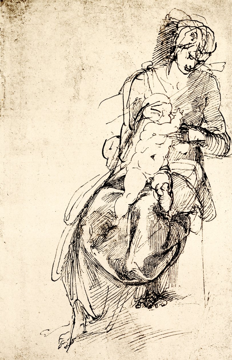 Studie für die Madonnenstatue in der Medici-Kapelle in Florenz von Michelangelo Buonarroti