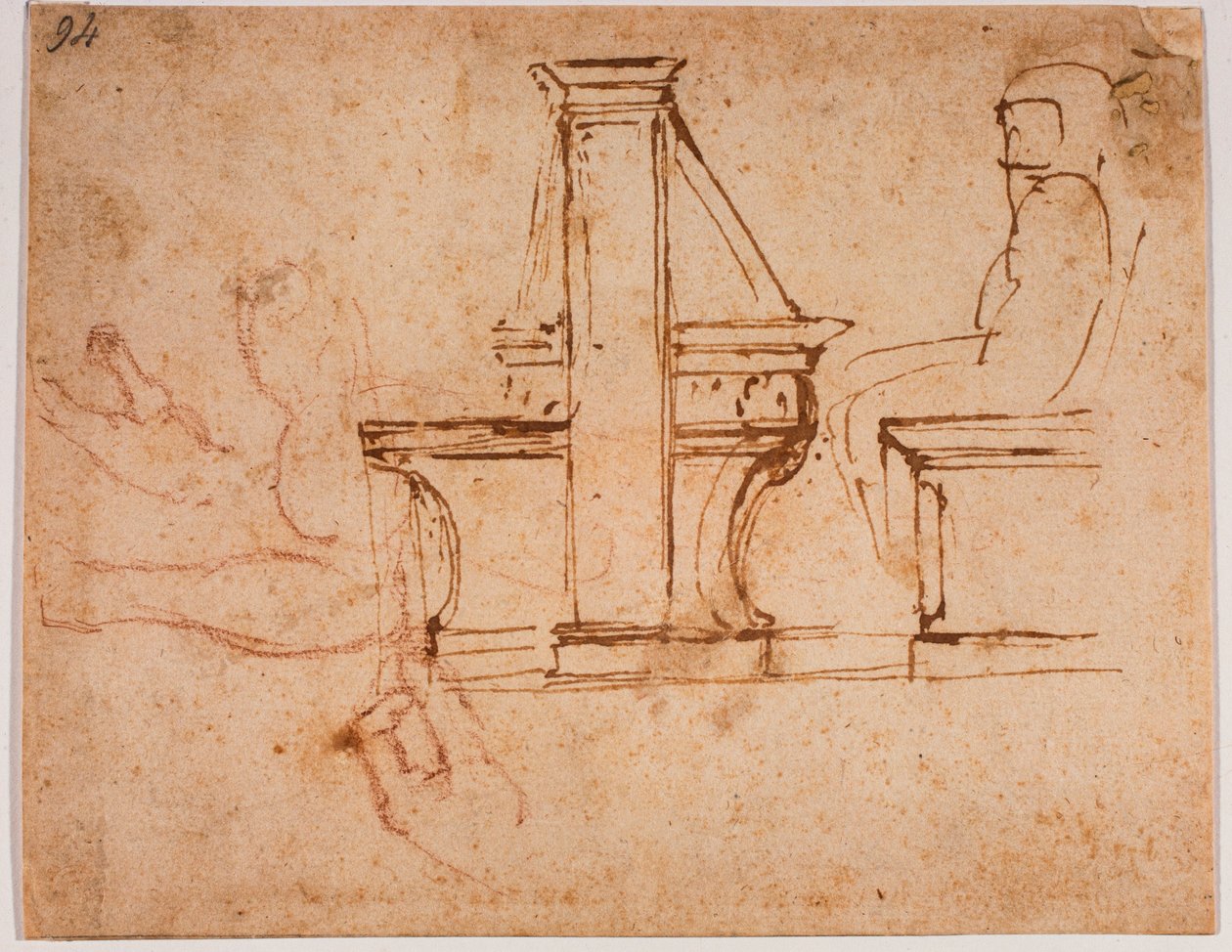 Studie für die Decke des Lesesaals der Laurentianischen Bibliothek von Michelangelo Buonarroti
