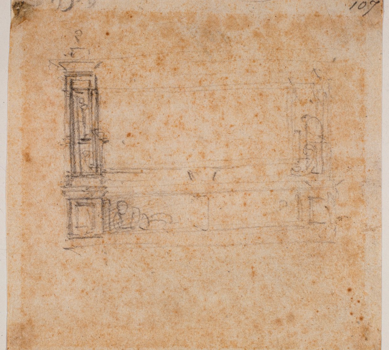 Studie einer Doppelgrabwand für die Neue Sakristei von Michelangelo Buonarroti