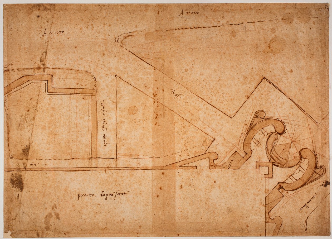 Studie der Befestigung des Allerheiligenwiesentors von Michelangelo Buonarroti