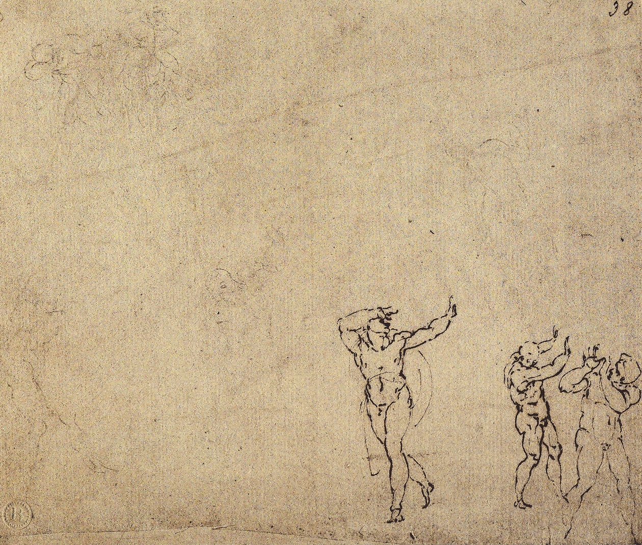 Studie von Aktfiguren: Zeichnung von Michelangelo. Casa Buonarroti, Florenz von Michelangelo Buonarroti