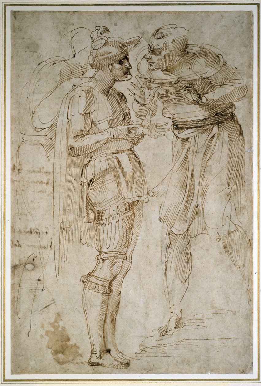 Drei Männer im Gespräch von Michelangelo Buonarroti