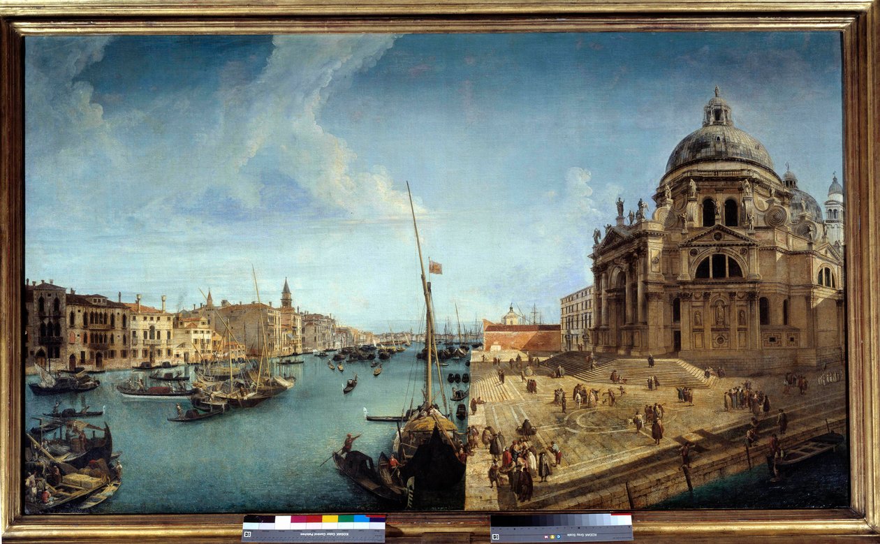 Blick auf den Eingang des Canal Grande und die Kirche Salute in Venedig von Michele Marieschi