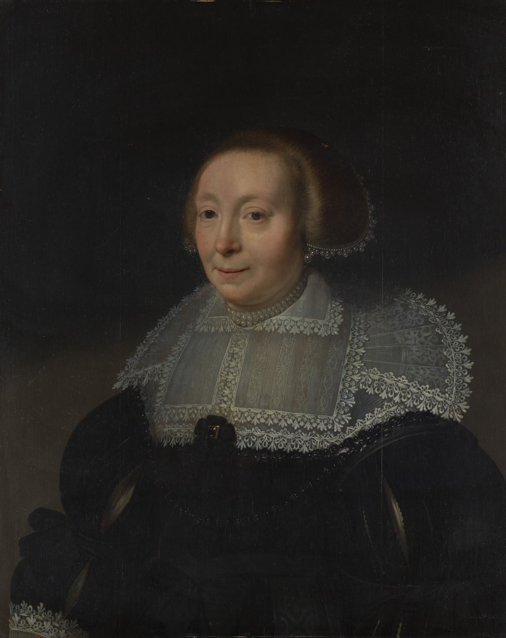 Porträt einer Frau mit Spitzenkragen, ca. 1632-35 von Michiel Jansz van Mierevelt