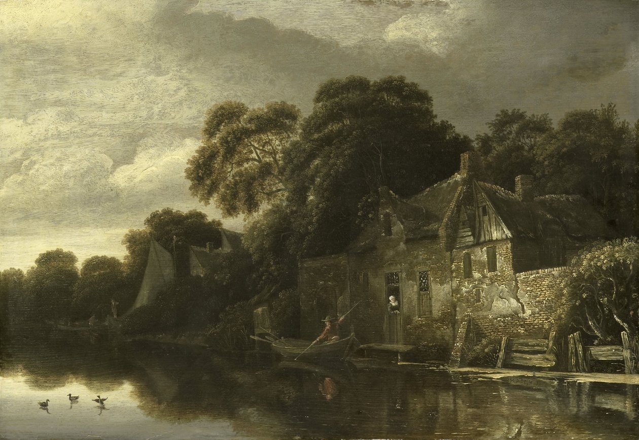 Altes Häuschen am Wasser von Michiel van Vries