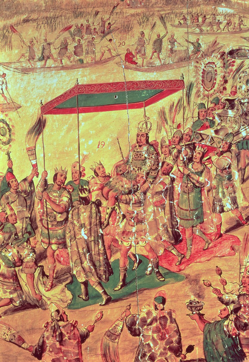 Die Begrüßung von Montezuma (1466-1520) (Detail) von Miguel Gonzalez