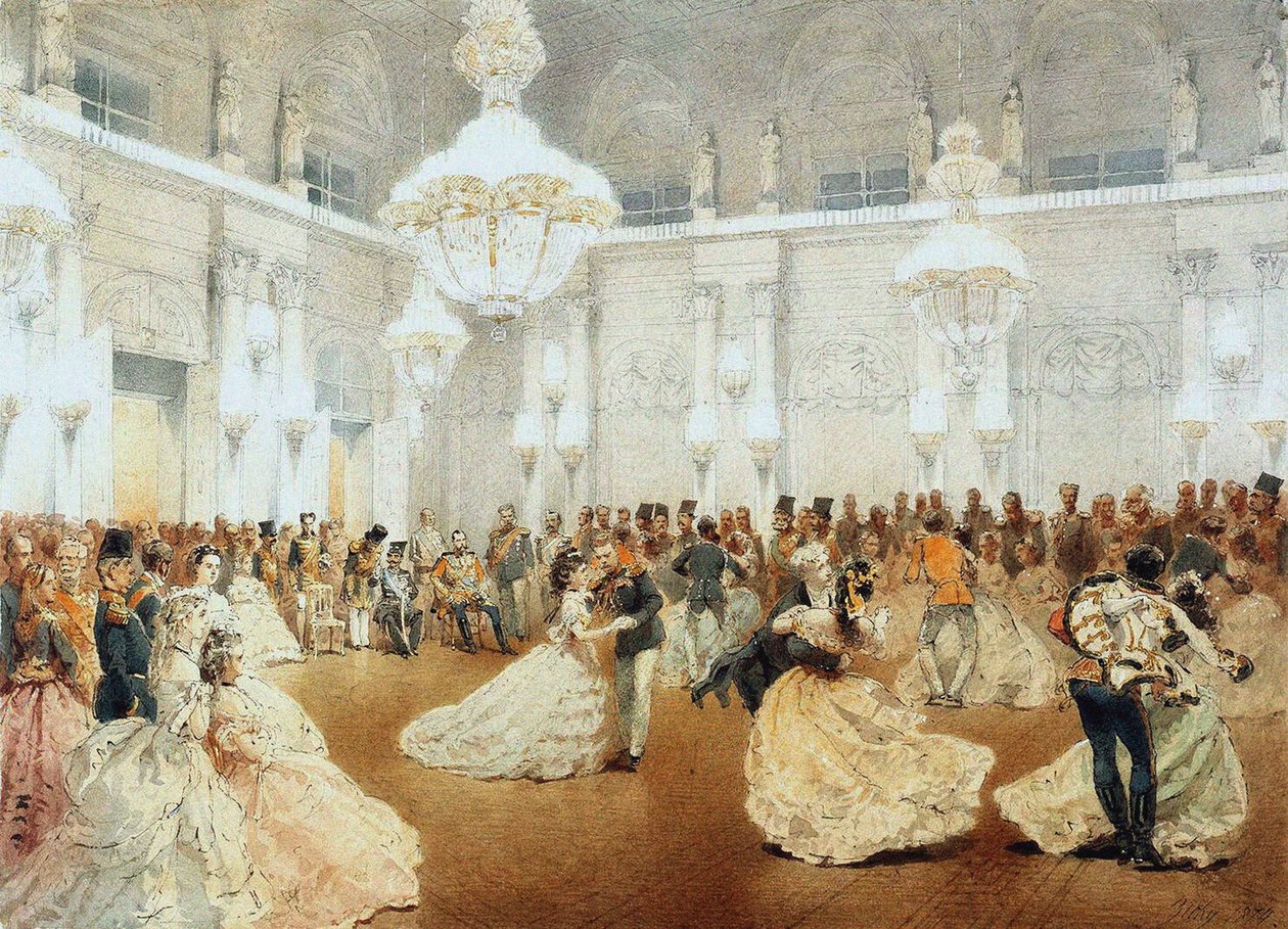 Ball im Konzertsaal des Winterpalastes während des offiziellen Besuchs von Nasir al-Din Shah im Mai von Mihaly von Zichy