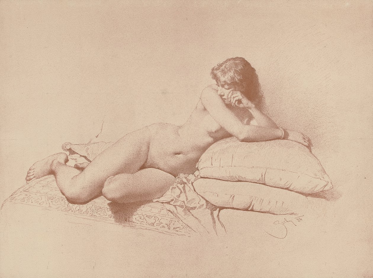 Studie eines liegenden weiblichen Aktes, 1885 von Mihaly von Zichy