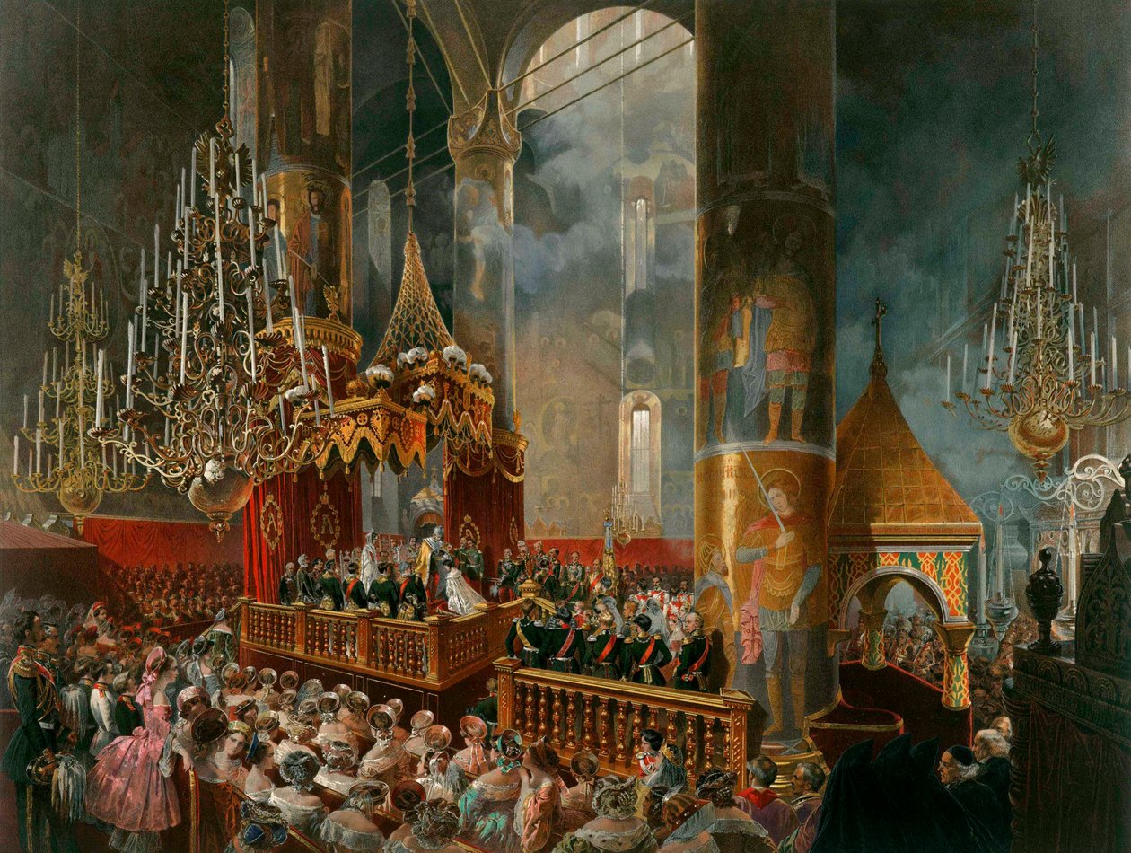 Die Krönung der Zarin Maria Alexandrowna von Russland, Moskau, 1856 von Mihaly von Zichy