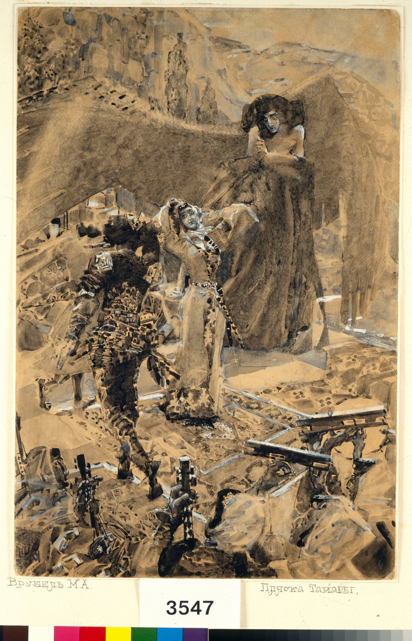 Der Tanz von Tamara - Illustration des Gedichts "Der Dämon" von Michail Lermontow von Mikhail Aleksandrovich Vrubel