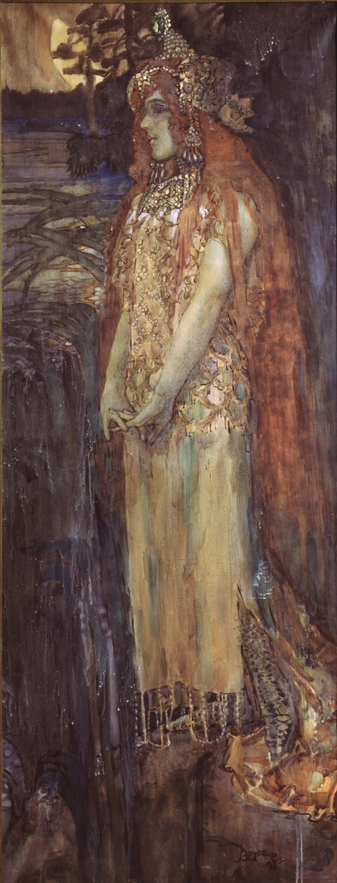 Sängerin Nadezhda Zabela-Vrubel als Prinzessin Volkhova in der Oper Sadko von N. Rimsky-Korsakov, 1898 von Mikhail Aleksandrovich Vrubel