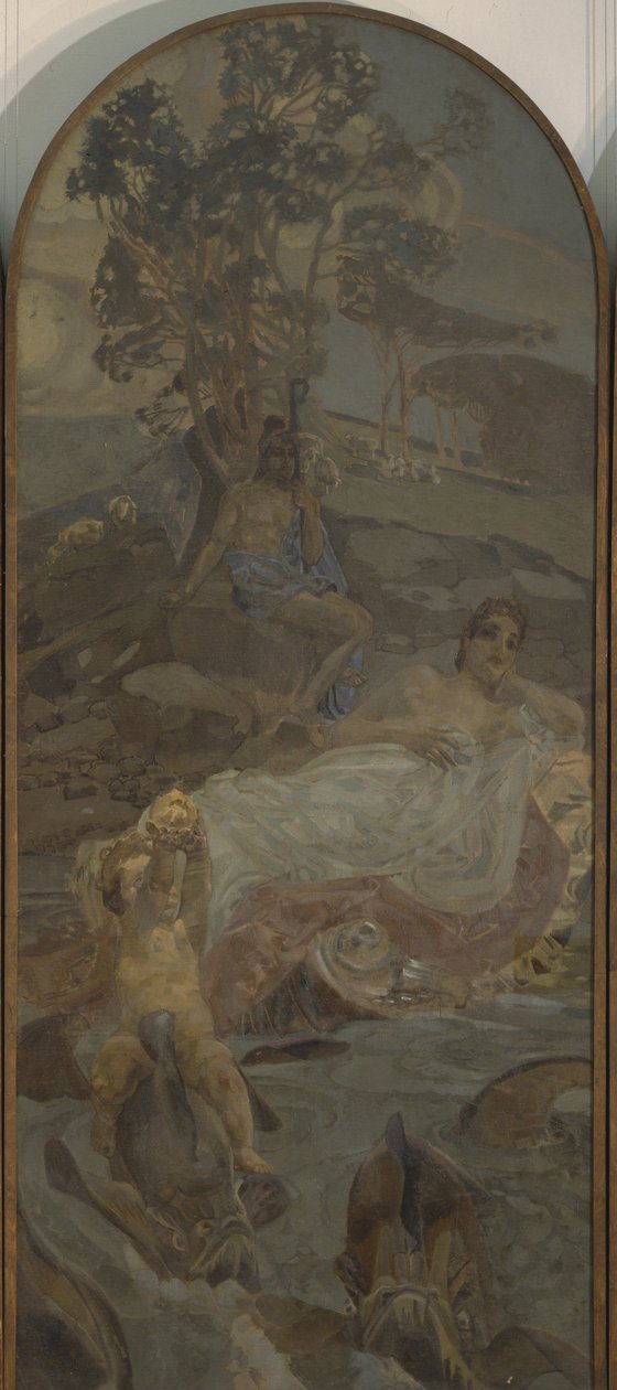 Venus, Amor und Paris Triptychon: Das Urteil des Paris, Mittelteil, 1893 von Mikhail Aleksandrovich Vrubel