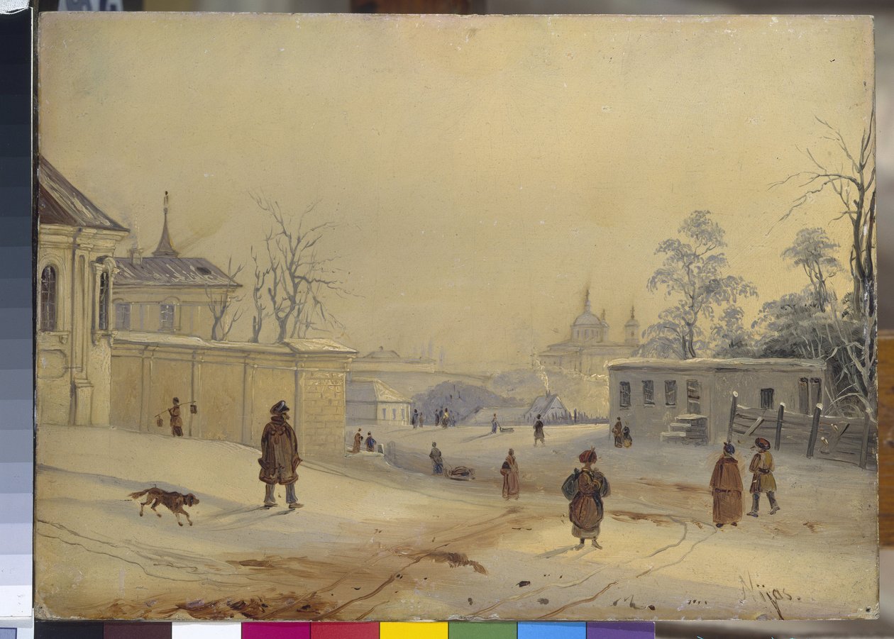 Vladimir-Hügel in Kiew (Vladimirskaya Gorka). Landschaft im Schnee von Mikhail Makarovich Sazhin