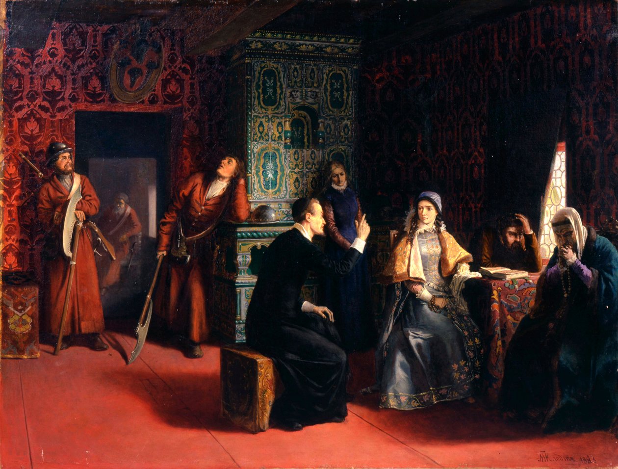 Marina Mniszech mit ihrem Vater unter Arrest, 1883 von Mikhail Petrovich Klodt