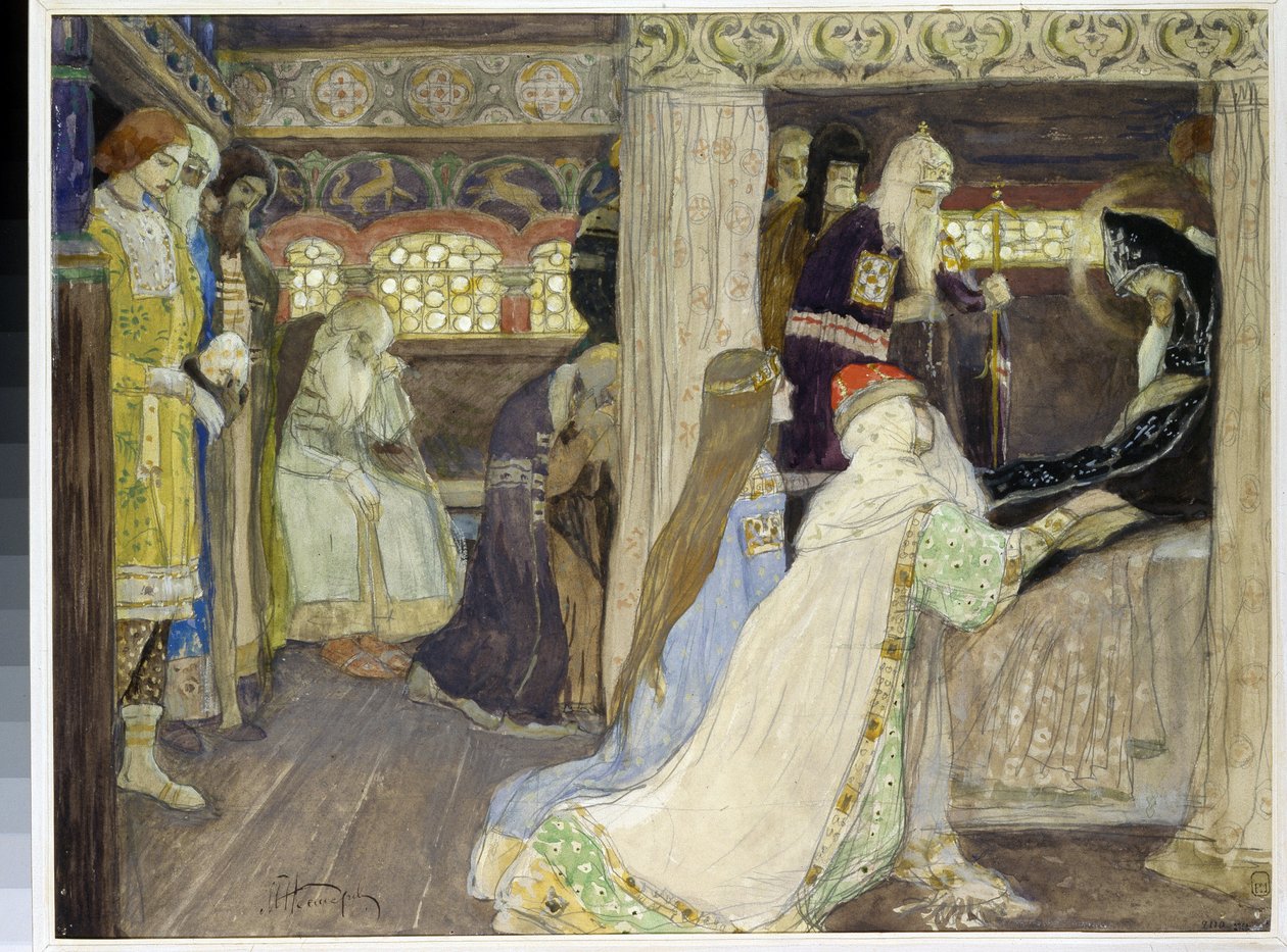 Der Tod des Großfürsten Alexander Newski (1220-1263). Werk von Mikhail Vasilyevich Nesterov (1862-1942) von Mikhail Vasilievich Nesterov