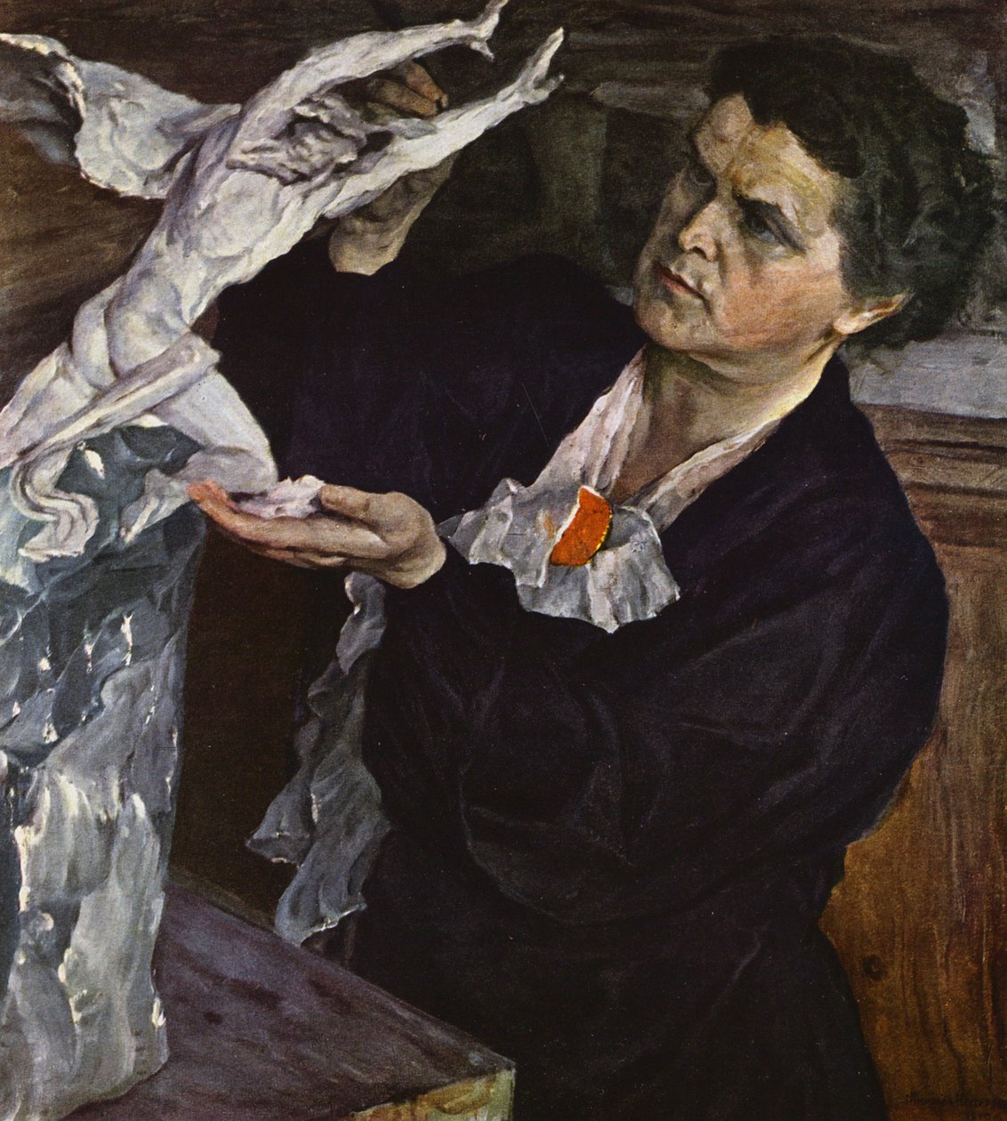 Porträt der Bildhauerin VI Mukhina von Mikhail Vasilievich Nesterov