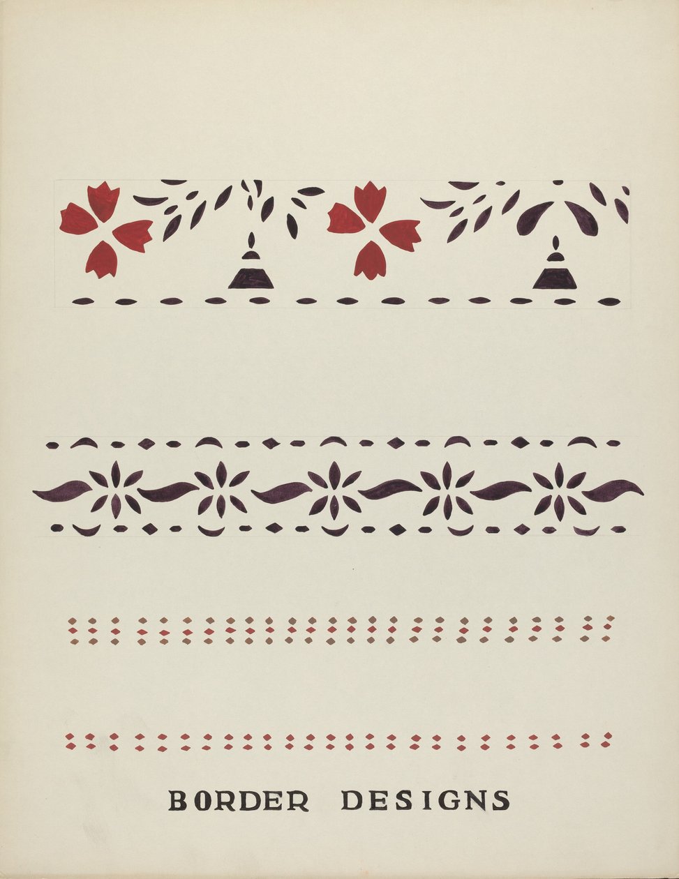 Randdesigns aus dem vorgeschlagenen Portfolio "Maine Wall Stencils" von Mildred E. Bent