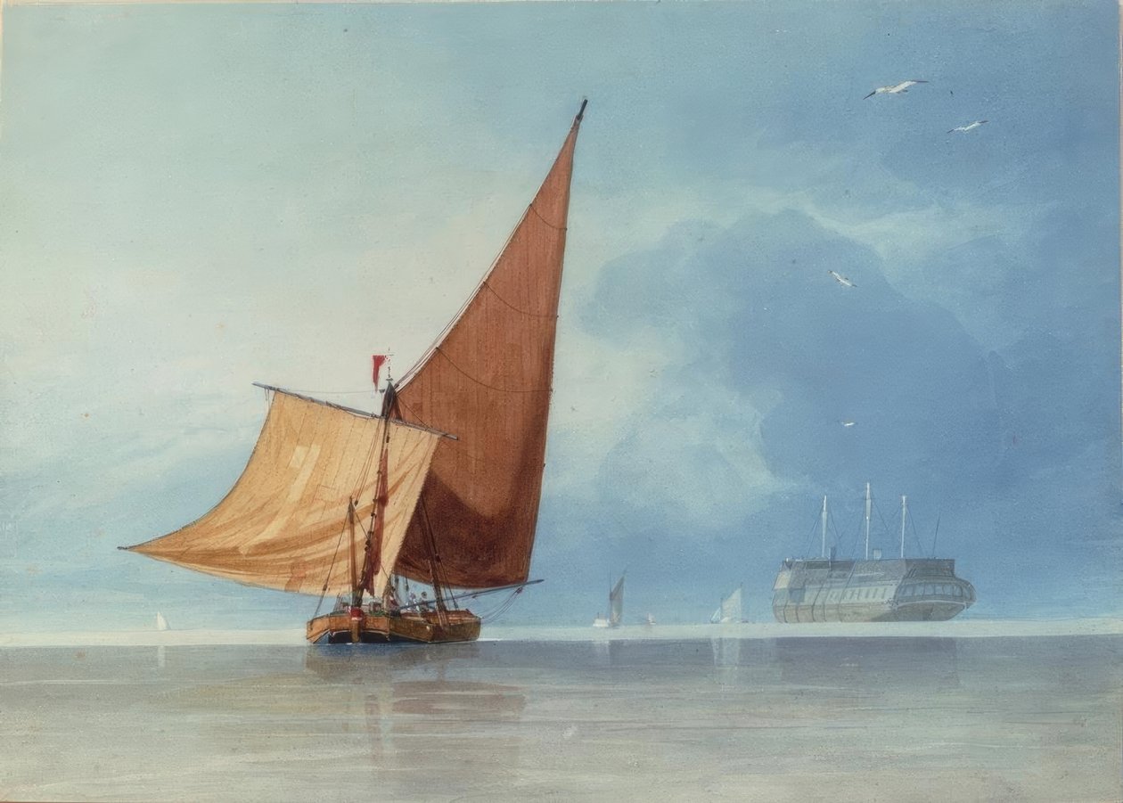 Schiffe am Eingang des Medway, Kent von Miles Edmund Cotman