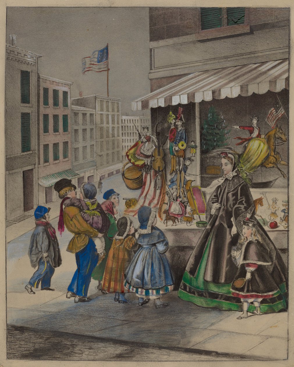 Farblithographie: Silvester, ca. 1936 von Mina Lowry