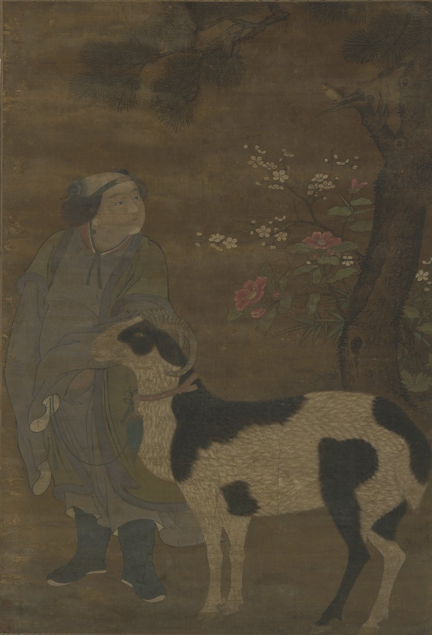 Ein edler Junge und seine Ziege von Ming Dynasty Chinese School