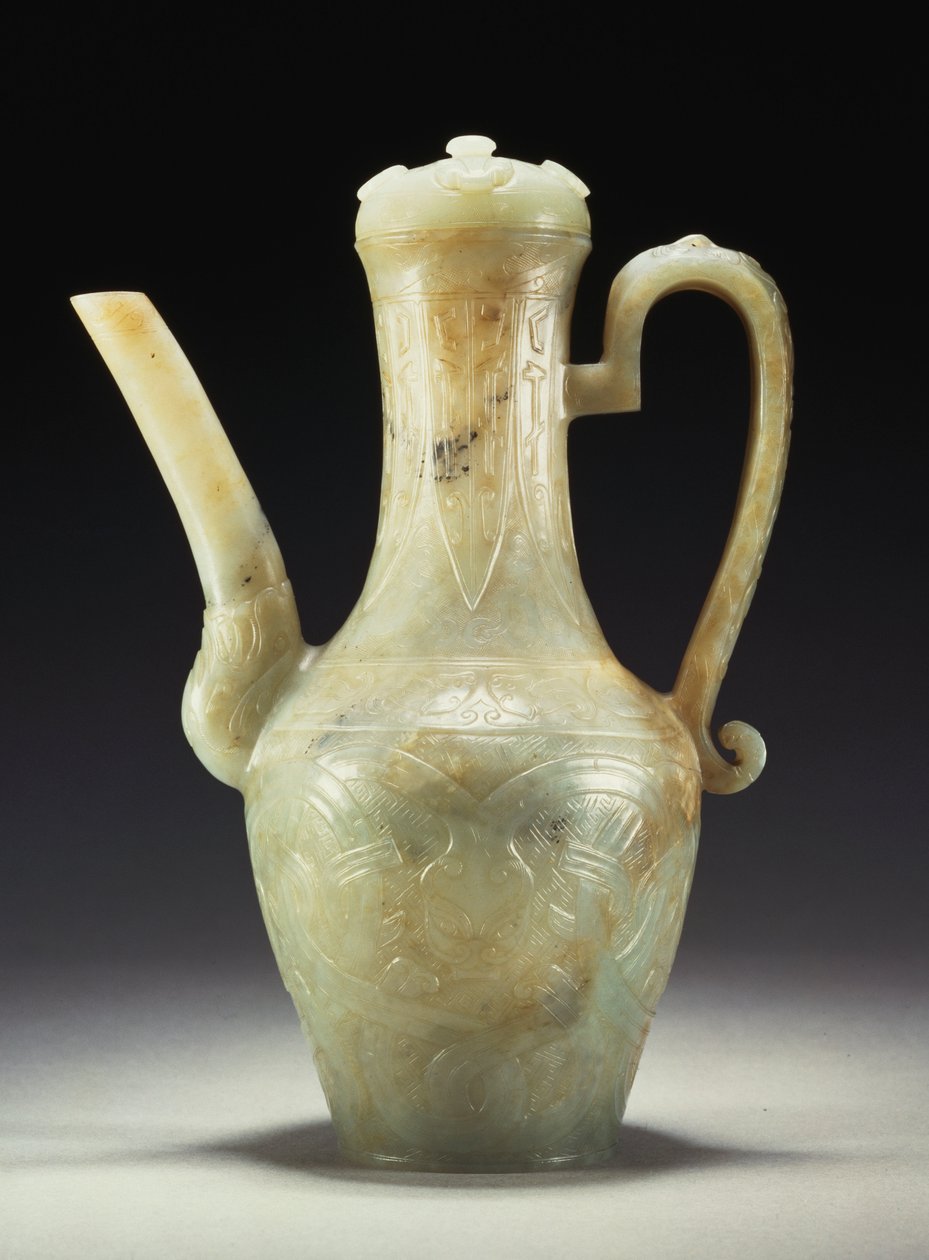 Späte Ming-Keladon-Jade-Kanne mit Deckel von Ming Dynasty Chinese School