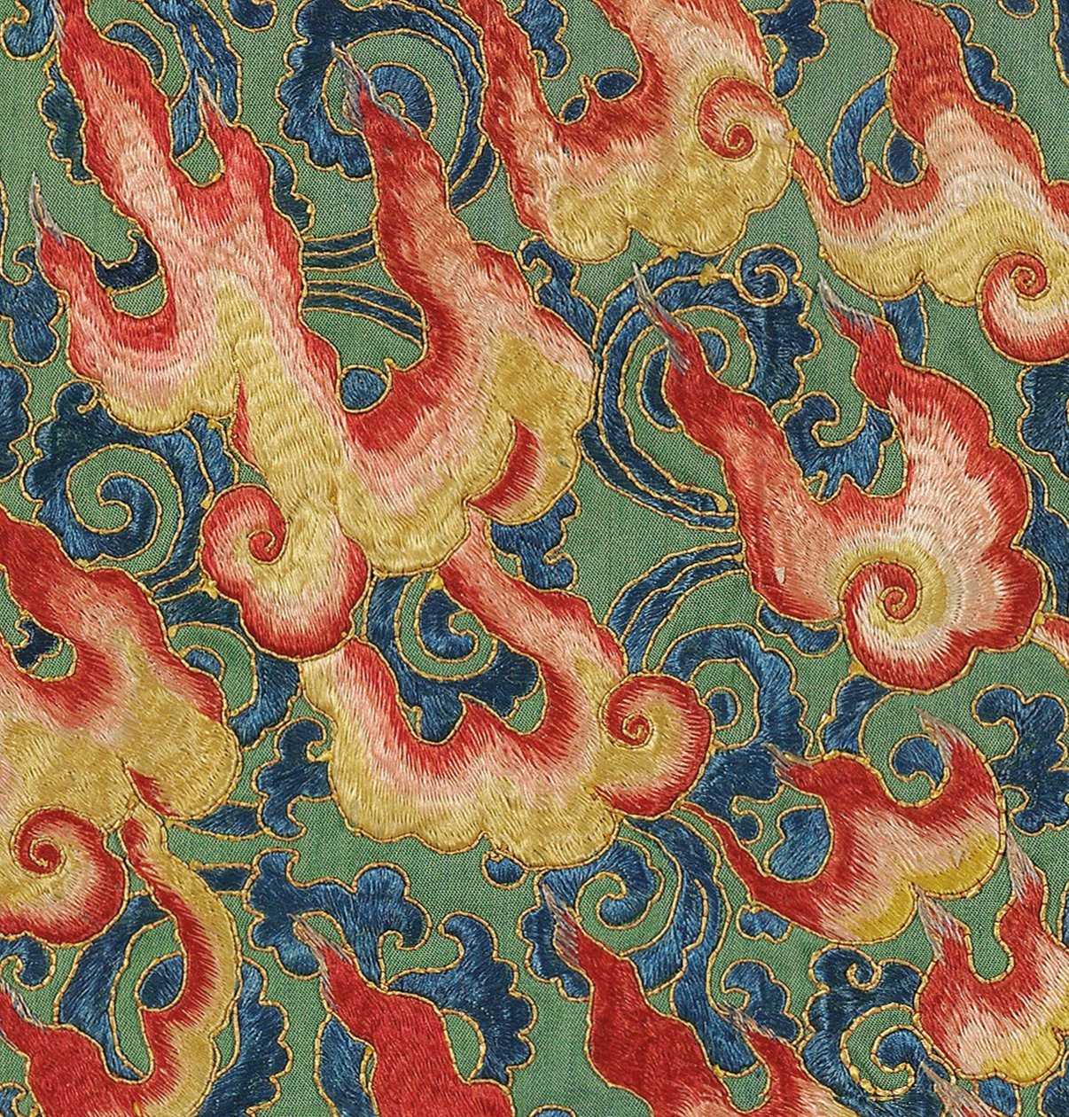 Detail der kaiserlichen bestickten Seiden-Thangka von Ming Dynasty Chinese School
