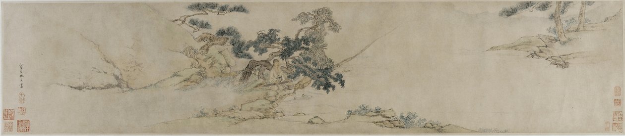 Zither spielen unter einer Kiefer, spätes 16. bis frühes 17. Jahrhundert von Ming Dynasty Chinese School