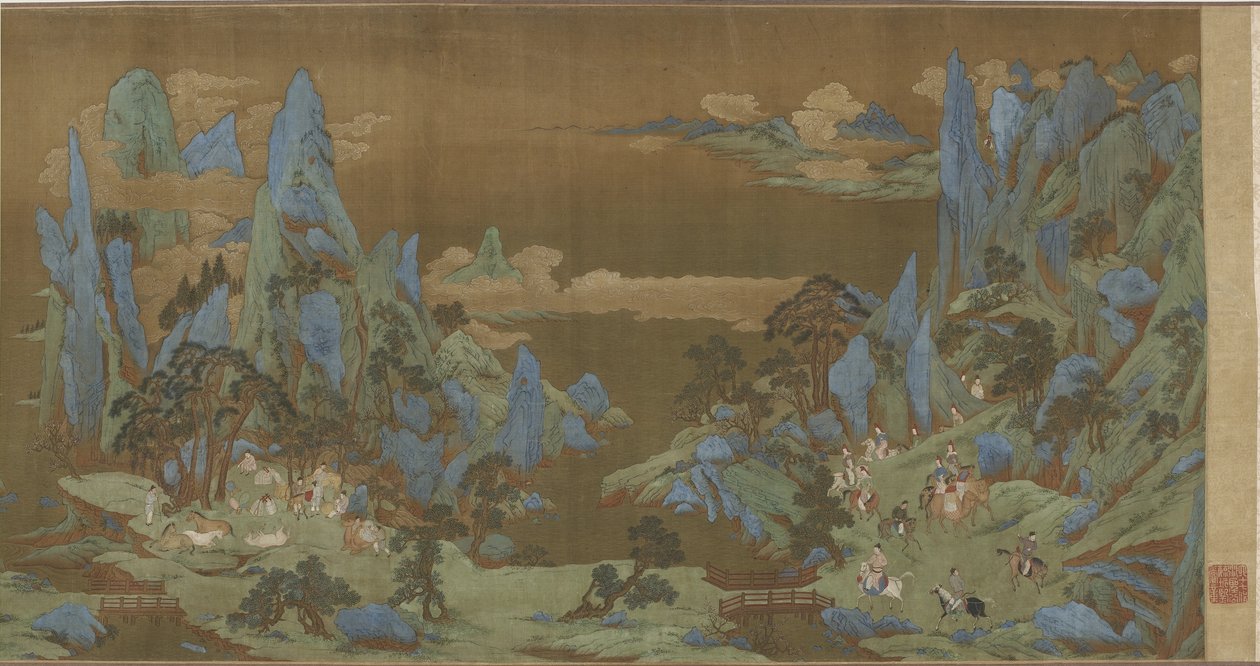 Reisende in den Frühlingsbergen, 16.-17. Jahrhundert von Ming Dynasty Chinese School
