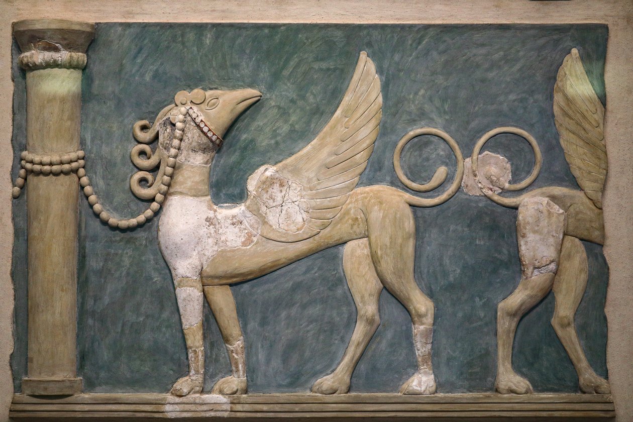 Fresko von hochreliefierten Greifen, Palast von Knossos, 1600-1450 v. Chr. von Minoan