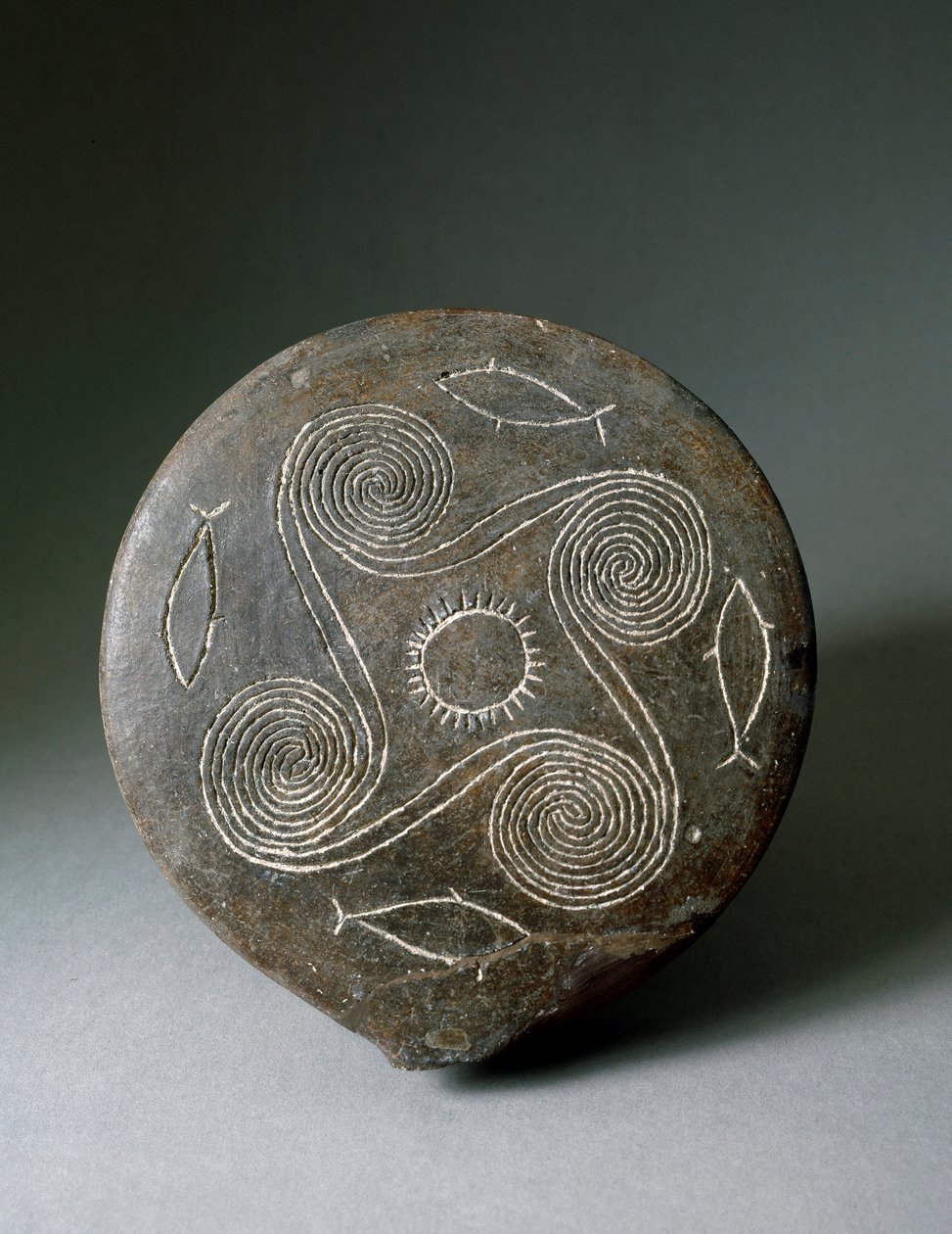 Minoische Kunst: runde Scheibe aus Naxos in Terrakotta. Minoische Zivilisation. 2400-2000 v. Chr. von Minoan